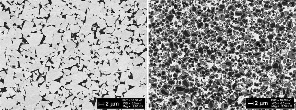 2 je vidět struktura cermetu v porovnání se strukturou slinutého karbidu.