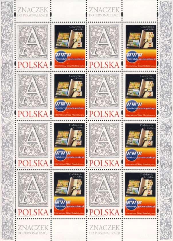 - 24 - Celý PA personalizované známky s označením A a s kupóny pro přítisky. Na kupónech je výńe popsaný přítisk. Tato forma známky byla určena pro dodávky do novinkové sluņby.