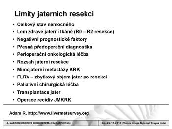 Limity resekcí pro jaterní