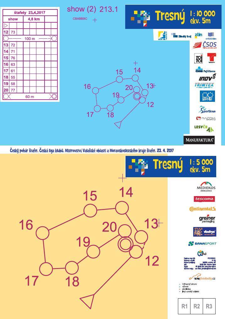Budou vydávána v neděli ráno u prezentace. Po doběhu je povinnost čísla odevzdat zpět pořadateli. Občerstvení: Sobota klasika: pro delší tratě na povinném úseku, k dispozici pitná voda.