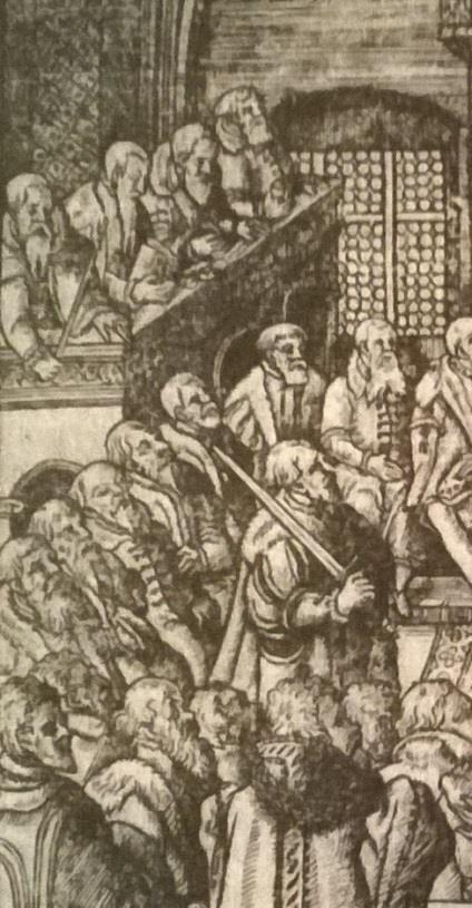 Katedra písařů a řečníků, detail ze Zasedání zemského