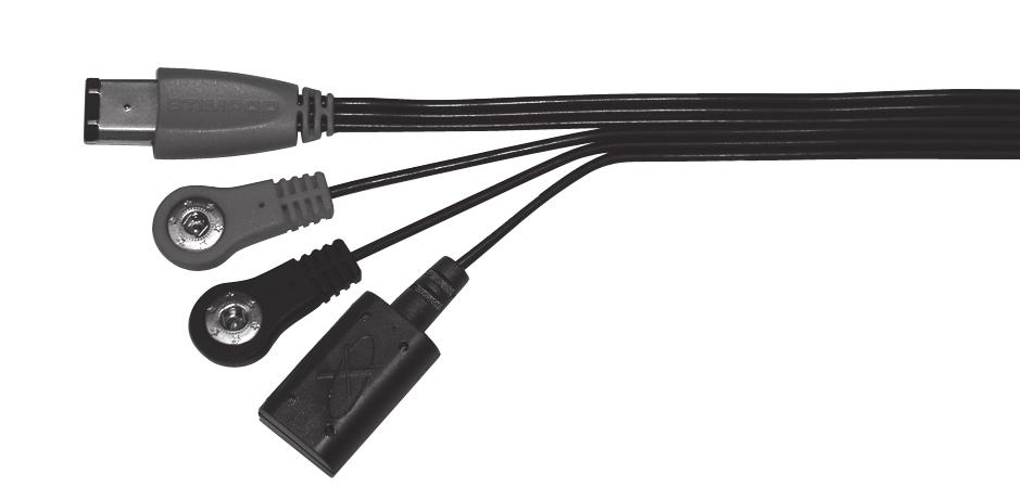 Červený (anodový) konektor je navržen pro připojení ke standardní elektrodě pro EKG.