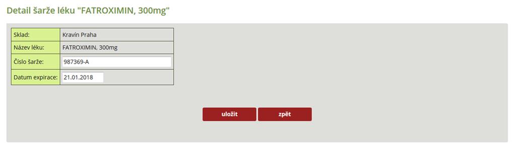 Krok 3: Vepsaná nová šarže léku a datum