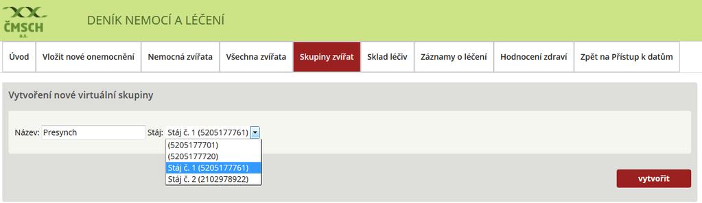 c) Editace skupiny zvířat pro hromadné zákroky (vakcinace, synchronizace říjí apod.