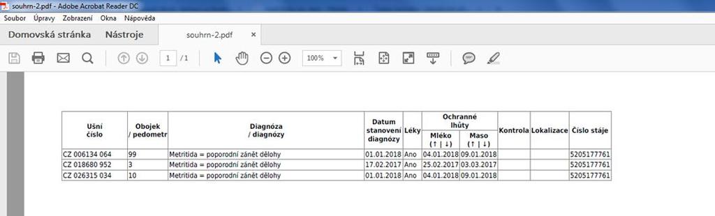Krok 3: Výsledná sestava ve formátu PDF určená k tisku či odeslání emailem.