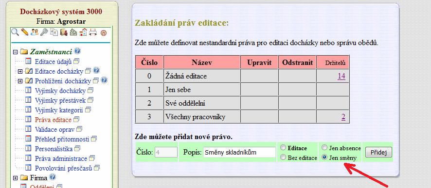 Právo pro plánovače směn: Od verze 7.