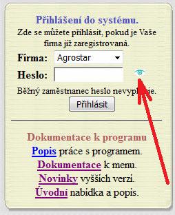 Úprava políčka pro zadání hesla: Od verze 7.47 bylo upraveno textové políčko pro zadání hesla, pokud se používá nešifrovaný protokol http.
