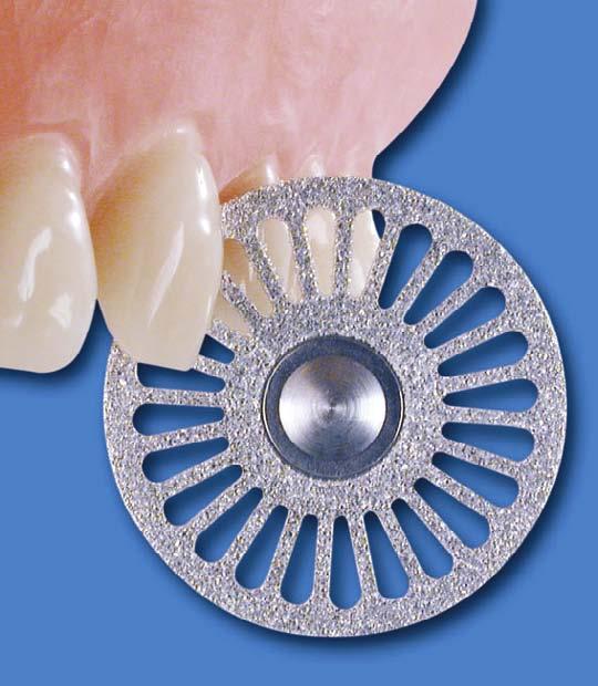 INTERDENT Superflex Disky s hruškovitými perforacemi s jemným nebo standardním diamantováním k jemné a hrubé separaci a konturování keramiky a kompozitů.