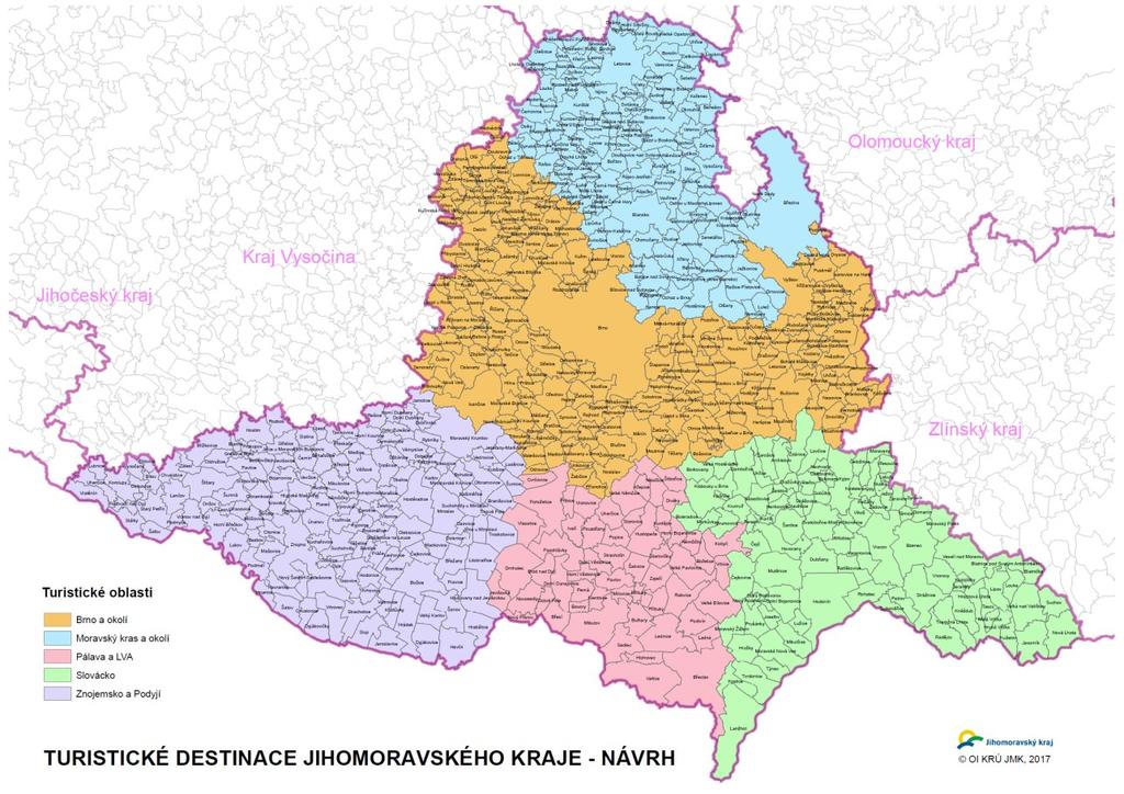 Výčet obcí spadajících do TO Pálava a Lednicko-valtický areál: Bavory, Bořetice, Brod nad Dyjí, Břeclav, Březí, Bulhary, Cvrčovice, Diváky, Dobré Pole, Dolní Dunajovice, Dolní Věstonice, Drnholec,