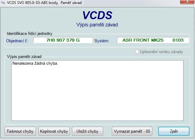 Bohužel po připojení diagnostického přístroje se oba tyto systémy deaktivovali z bezpečnostních důvodů, a tak ani zde nebylo možné měřit regulační zásahy