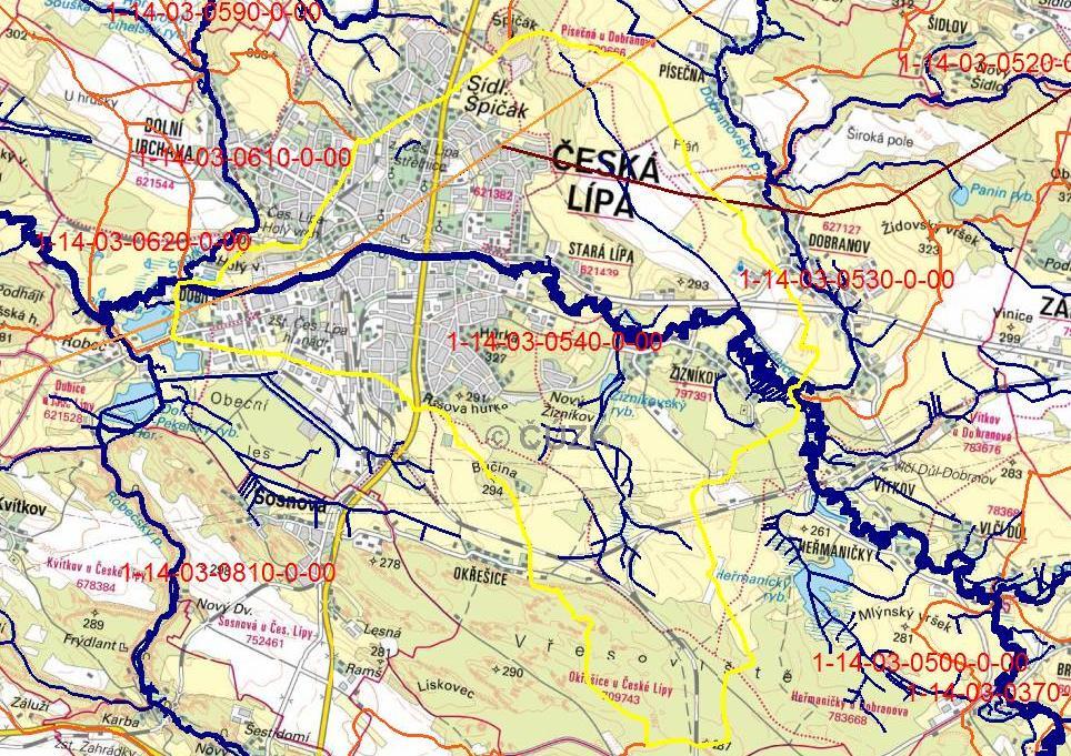 B.2.3. Hydrologické poměry lokality Zájmové území je odvodňováno tokem řeky Ploučnice číslo hydrologického pořadí 1-14-03-0540. Zájmové území neleží v pásmu ochrany zdroje podzemní vody.
