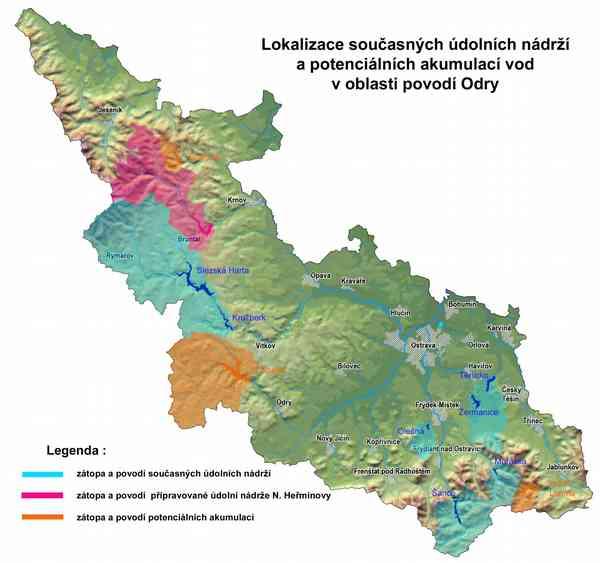 Územní hájení lokalit pro akumulaci vod Spálené (22 mil.m3) Nové Heřminovy (14,6 mil.