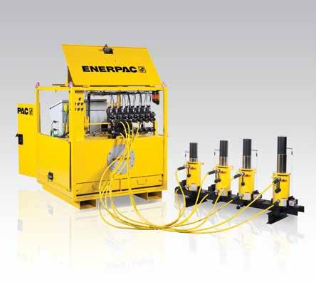Řada EVO, synchronní zdvihací systémy EVO-8 (snímek zachycuje zařízení s volitelnými válci a senzory zdvihu připojenými pomocí kabelů) Multifunkční synchronní zdvihací systém Obvyklé aplikace