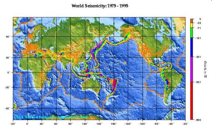 Výskyt zemětřesení Asi 75% zemětřesení vzniká v pásmu Pacifiku.