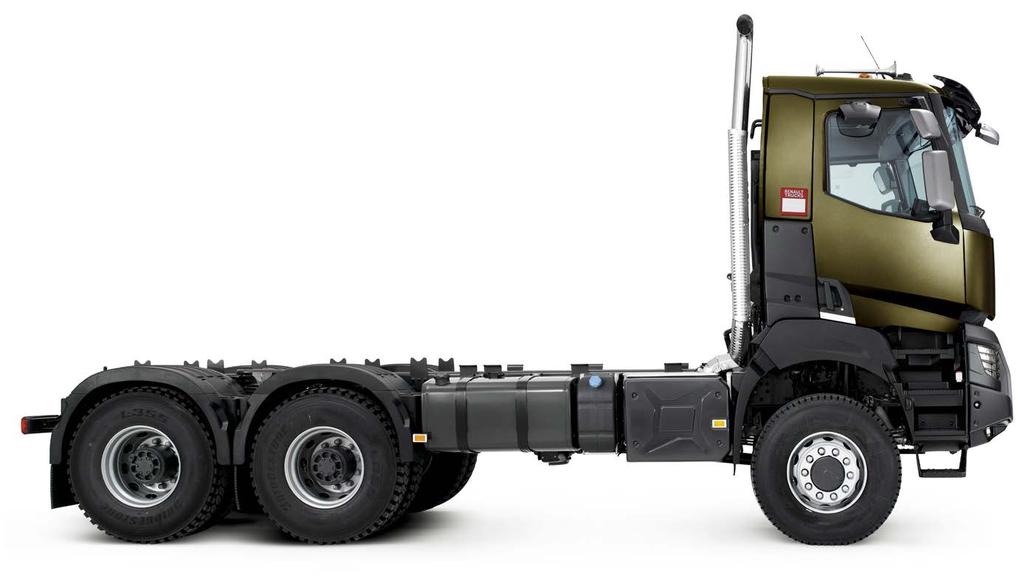 RENAULT TRUCKS_ 16 17 RENAULT TRUCKS_ VÝJIMEČNÁ PRŮCHODNOST VOZIDLA TERÉNEM Podvozek, kabina, poháněcí soustava: vše
