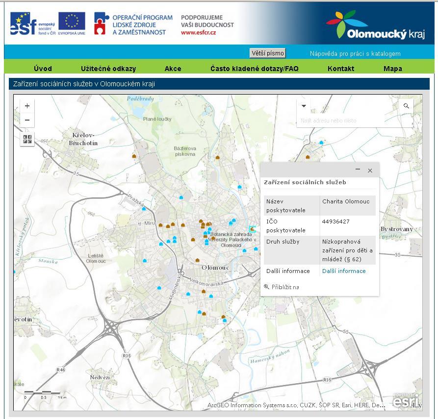 4.2 Sociální služby dle druhu a aktuálního místa působnosti Aktuální územní působnost sociálních služeb v OK je možné vyhledat v modulu, který je součástí elektronického katalogu poskytovatelů