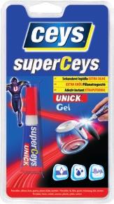 SUPERCEYS UNICK GEL Gelová vteřinová lepidla poslední generace Superceys Unic jsou vysoce odolná a účinná díky technologii Extra Flex.