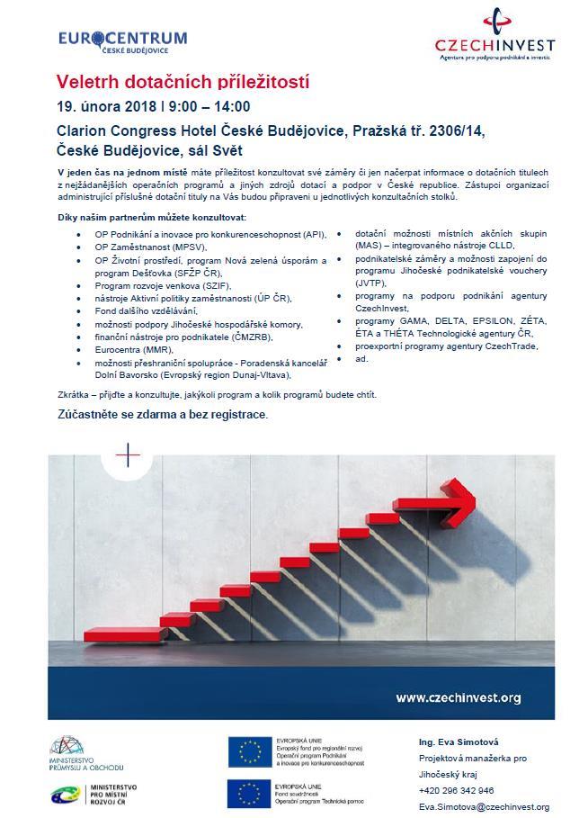 BLÍŽÍCÍ SE AKCE EUROCENTRA ČESKÉ BUDĚJOVICE VELETRH DOTAČNÍCH PŘÍLEŽITOSTÍ KDY: 19.