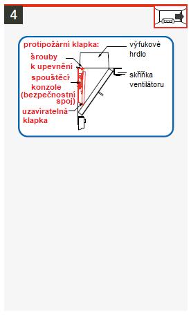 Kontrola funkce protipožární klapky ve skříňce UP Kontrola funkce protipožární klapky v potrubí D75-100 Podmínky Modul ventilátoru je odstraněný ze skříňky.