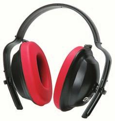 OCHRANA SLUCHU PŘÍKLEPOVÉ ŠROUBOVÁKY Mušlové chrániče sluchu se sluchátkovým páskem - červené CE / EN 352-1 s nastavitelnými a měkce polstrovanými mušlovými