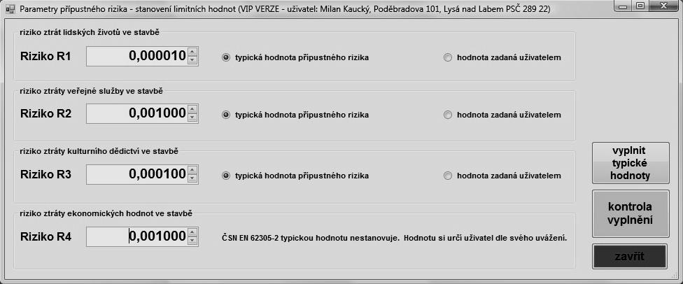 V parametrech přípustného rizika došlo k jediné zásadní změně, a tou je změna hodnoty přípustného rizika ztráty kulturního dědictví z hodnoty 0,001 na hodnotu 0,0001. Obr.