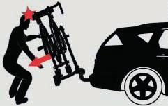 Abklappen des Fahrradträgers Wenn Sie den Abklappmechanismus betätigen wollen, halten Sie unbedingt mit einer Hand den U Bügel fest, damit der Träger nicht schlagartig abklappen kann.