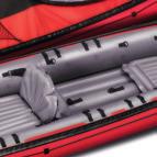 It can be converted from a three-person version into a two-person or one-person kayak by moving the seats.