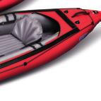 Aluminium reinforcements support the deck and stiffen the kayak s hull.