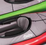 The kayak is supplied with two aluminium reinforcements for improved rigidity of the hull, maneuverability and stability. The reinforcements also shape the deck of the kayak.
