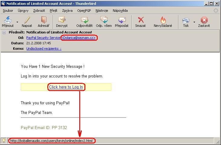 Typy phishingu email s klikacím odkazem na