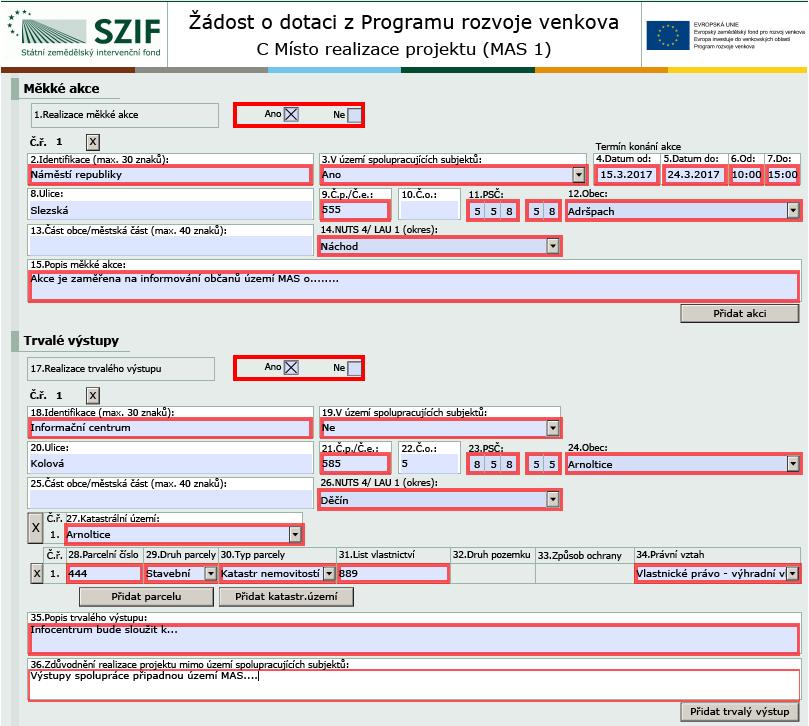 Strana C Místo realizace