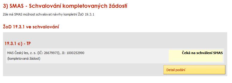Schvalování kompletní Žádosti SMAS