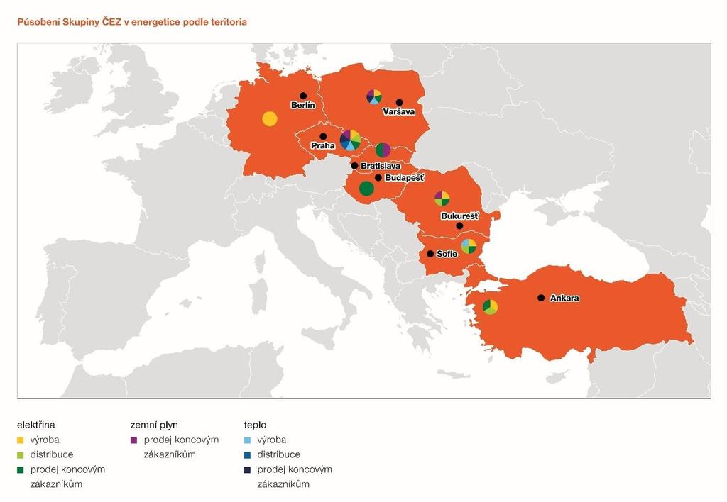Představení Skupiny ČEZ Skupina ČEZ je integrovaným energetickým seskupením působícím v řadě zemí střední a jihovýchodní Evropy a v Turecku s centrálou v České republice.