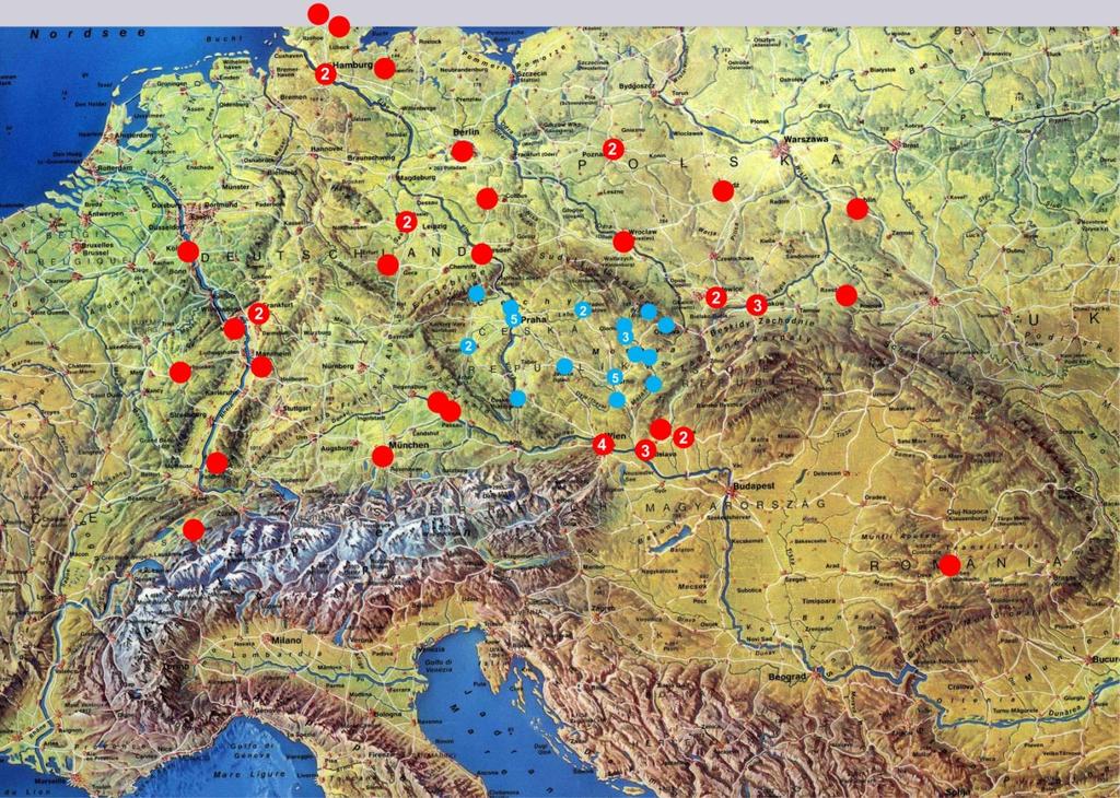 Mapa ukazující tuzemské a