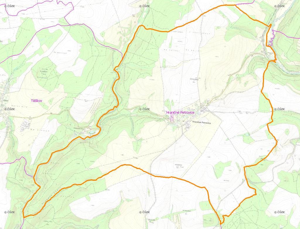 A. NÁZEV OBCE Název části obce (ZSJ): Hraničné Petrovice Mapa A: Území obce Přehledová