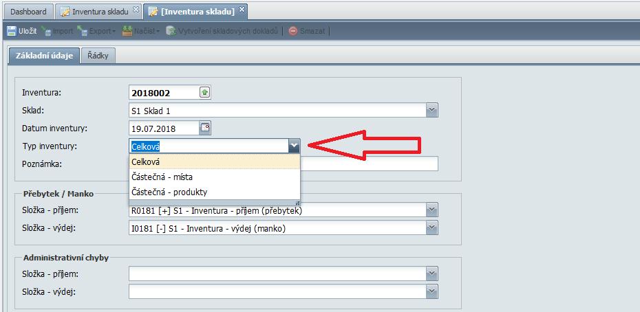 Inventury Do inventury skladů přibyla možnost provádět částečnou inventuru skladu buď jen určitých skladových míst, nebo jen určitých produktů.