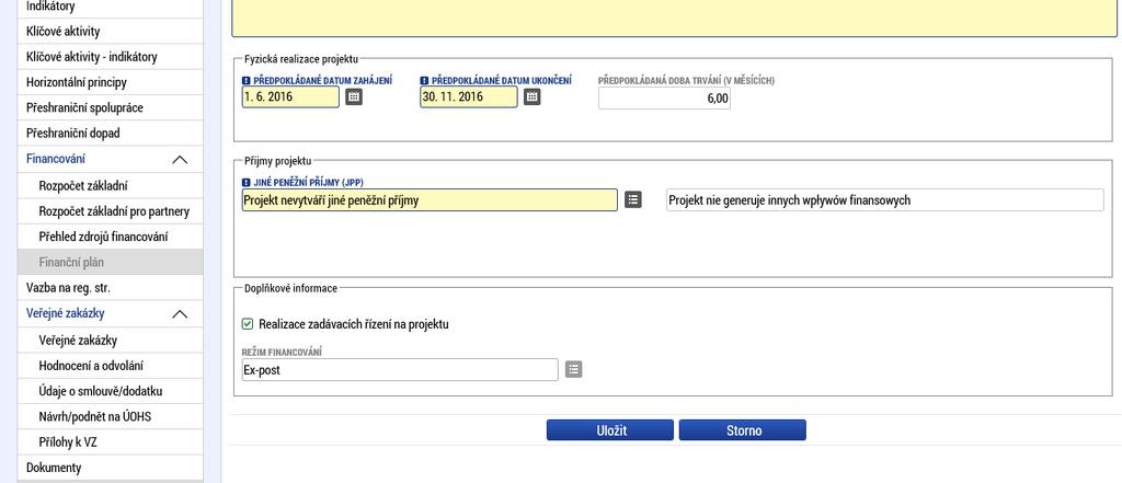 Dále musí existovat alespoň také jeden záznam na záložce Veřejné zakázky, a to vybráním ze seznamu jedné z nabízených