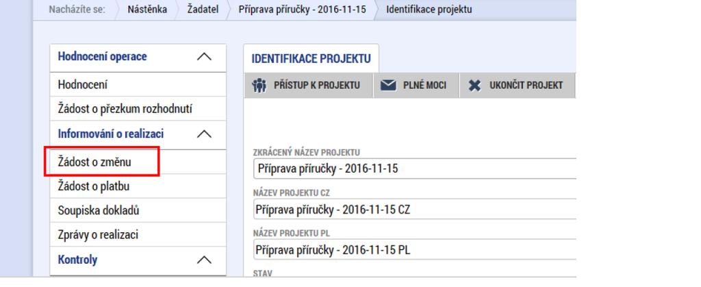 lze zobrazit po kliknutí na tlačítko v levém menu na