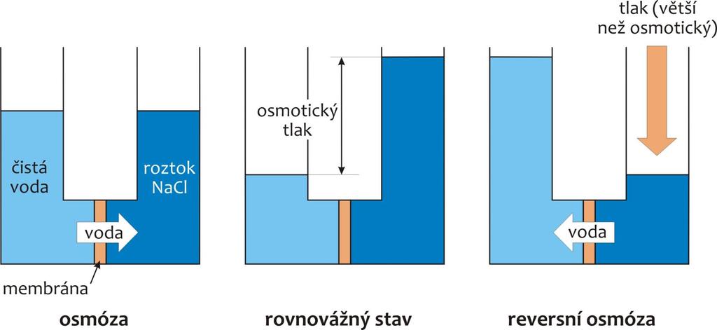 Membránové procesy při úpravě vody 27 Reversní osmóza crt π = osmotický tlak c = koncentrace složky roztoku, která