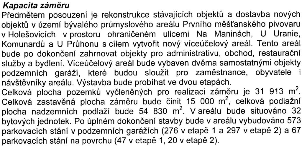 Praha 7 - Holešovice údaie Název zámìru ARENA CENTRUM PRAHA, Holešovický pivovar, U Prùhonu 13/800, Praha 7 - Holešovice 2.