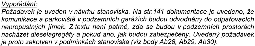 Požadavek je zaøazen do podmínek stanoviska (viz bod Aa6). Z hlediska ochrany vod: Požadavek, aby v pøípadì proveditelnosti likvidace nezneèištìných vsakováním bylo toto øešení upøednostnìno.