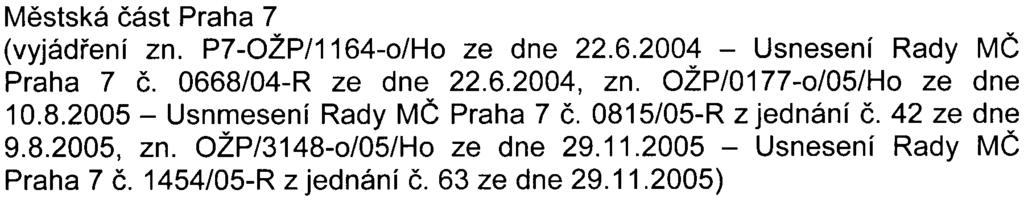 5 6. Seznam subjektù, jejichž vyjádøeni jsou ve stanovisku zèásti nebo zcela zahrnuta Hlavní mìsto Praha (vyjádøení zn. SEG-26042004 ze dne 24.6.2004, zn. SEG-260504 ze dne 30.8.2005, zn.