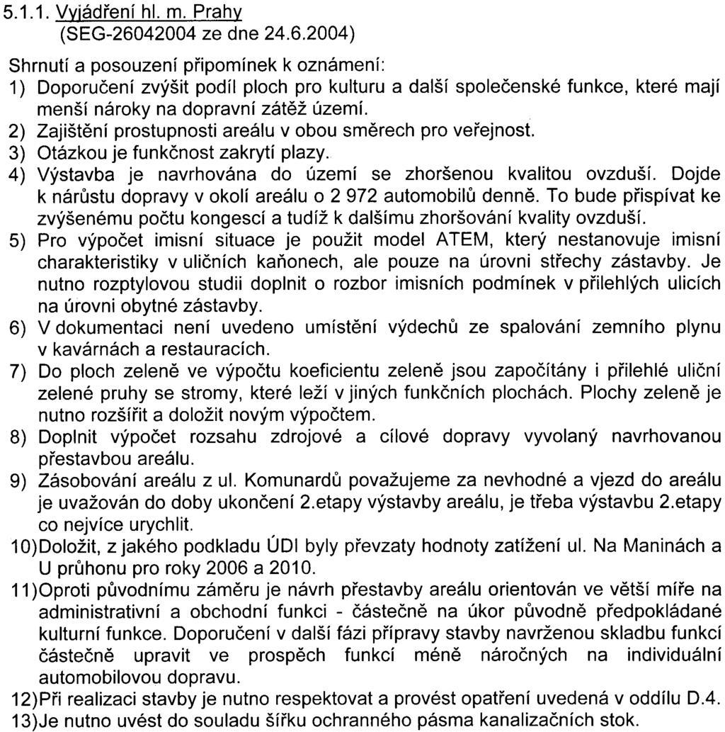 8 5.1.1. Vvjádøení hl. m. Prahv (SEG-260