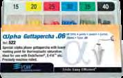 V sadách 15-40 nebo v jednotlivých velikostech. Dentaclean gutaper. čepy.06 Barevně kódované, vynikající rozměrová přesnost a optimální konzistence.