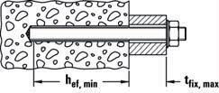 61 Injektážní systém FIS EM Chemické kotvy Schwerlast-Befestigungen Chemie Pro ještě větší flexibilitu při projektování použití FIS EM se závitovými tyčemi FIS A je přípustná kotevní hloubka mezi 4 d