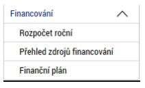 Financování Rozpočet roční Podrobná specifikace způsobilých