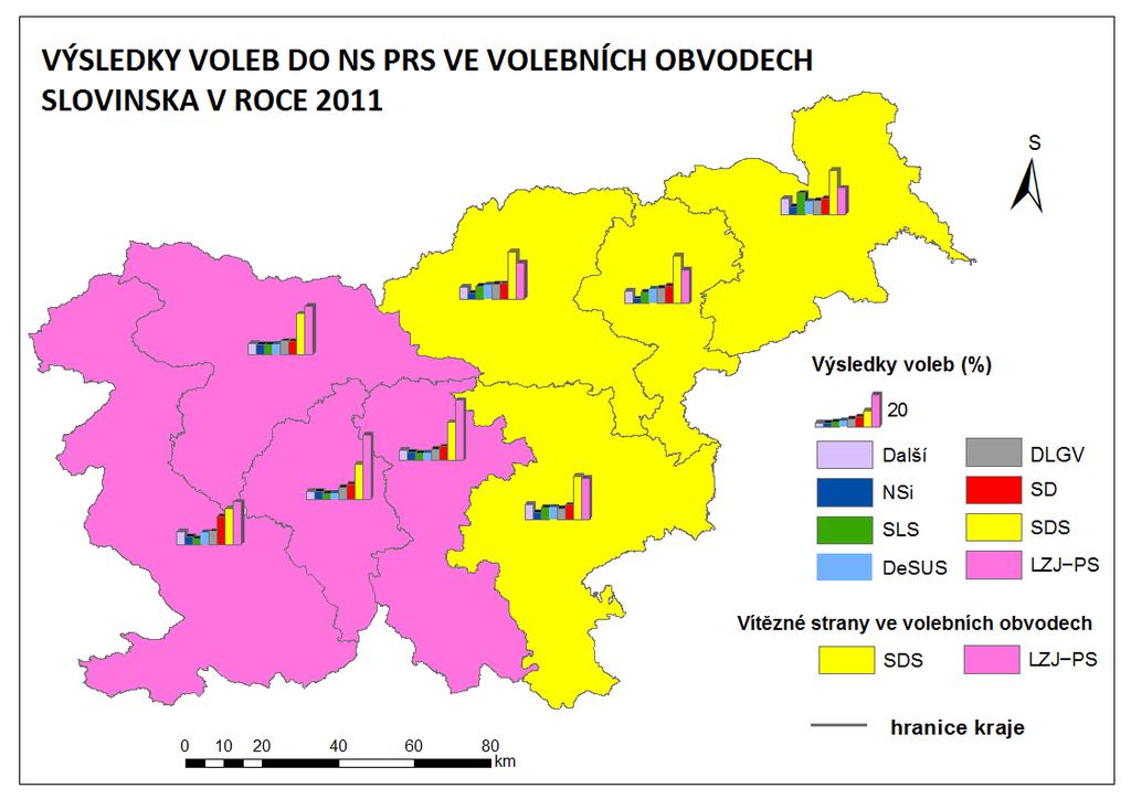 5.7.1 Teritoriální podpora Tab. 4: Výsledky hlasování ve volbách do Národního shromáždění v roce 2011 za volební obvody (v %).