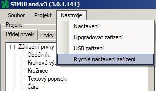 Vyhledat slouží pro vyhledání zařízení dostupných na LAN Konfigurace vstup do konfigurace zařízení.