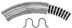 Kovové ové hadice PARNOR Ocelová vrapovaná hadice z nerezi 321 (316L pro y 6, 8,10 a 125 mm) Standardní jednoduchý oplet z nerezi 304 Od -273 C do +600 C ( závisí na teplotě) Vysoce jakostní kovové