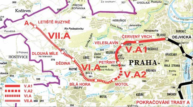 PRODLOUŽENÍ TRASY A METRA NA LETIŠTĚ RUZYNĚ METRO LINE A EXTENSION TO RUZYNĚ AIRPORT VLADIMÍR BARTOŇ, JIŘÍ RŮŽIČKA ÚVOD Prodloužení trasy A metra má celkově zlepšit kvalitu dopravní obsluhy
